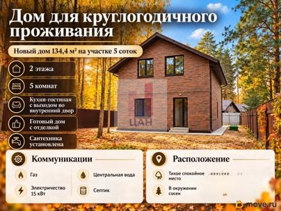 дом, 134.4 м&sup2;, 5 соток