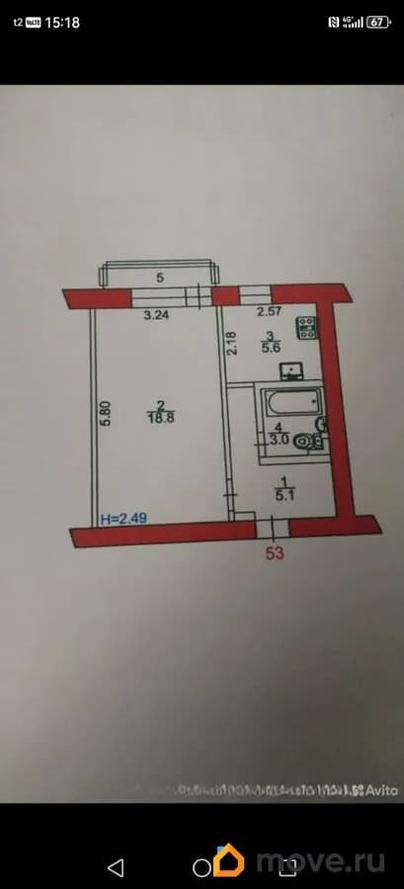 1-комн. квартира, 32.5 м&sup2;