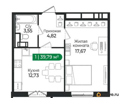 1-комн. квартира, 39.79 м&sup2;