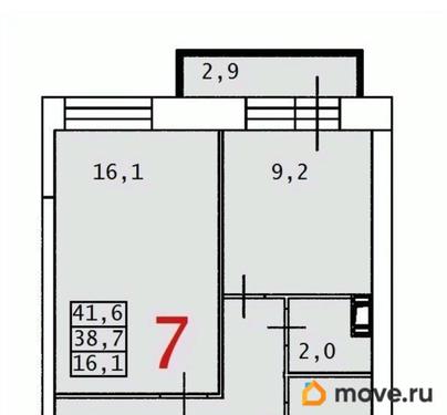 1-комн. квартира, 39.6 м&sup2;