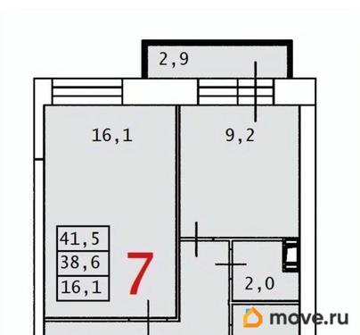 1-комн. квартира, 39.5 м&sup2;