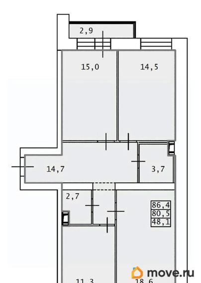 3-комн. квартира, 83.5 м&sup2;