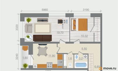 2-комн. квартира, 61.3 м&sup2;