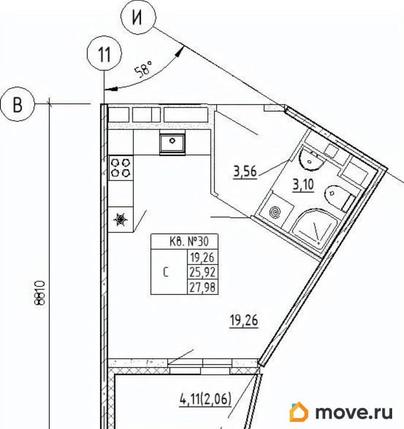студия, 27.98 м&sup2;