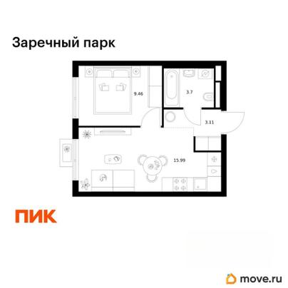 1-комн. квартира, 32.26 м&sup2;