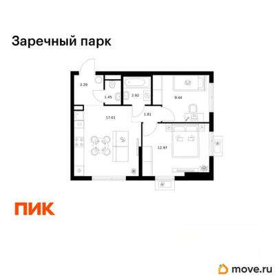 2-комн. квартира, 48.89 м&sup2;