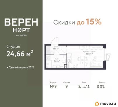 студия, 24.66 м&sup2;