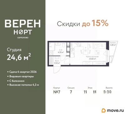 студия, 24.6 м&sup2;
