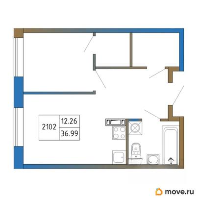 2-комн. квартира, 36.99 м&sup2;
