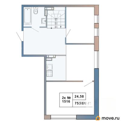 2-комн. квартира, 75.19 м&sup2;