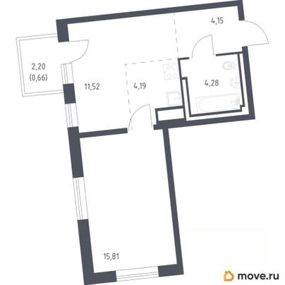 1-комн. квартира, 40.61 м&sup2;
