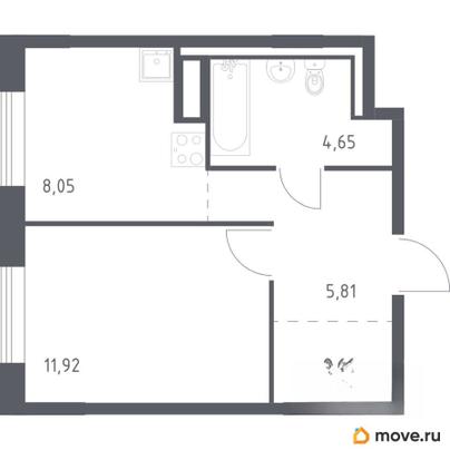 1-комн. квартира, 33.09 м&sup2;