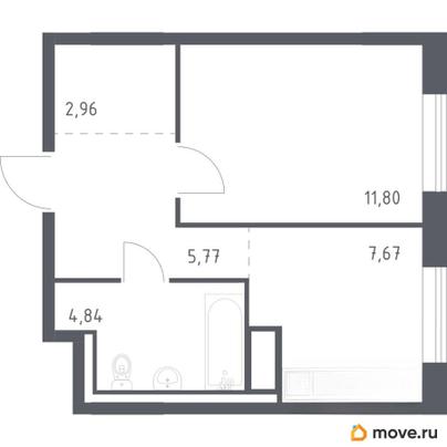 1-комн. квартира, 33.04 м&sup2;