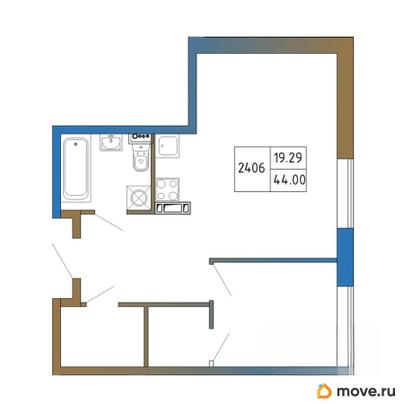 2-комн. квартира, 44 м&sup2;