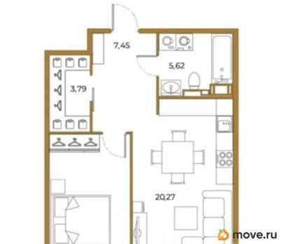 1-комн. квартира, 49.72 м&sup2;