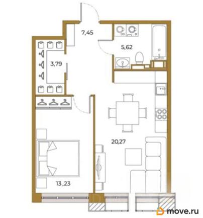 1-комн. квартира, 50.24 м&sup2;