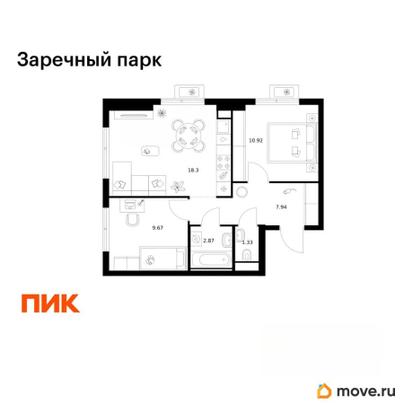 2-комн. квартира, 51.03 м&sup2;