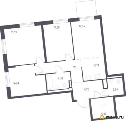 3-комн. квартира, 83 м&sup2;