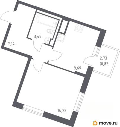 1-комн. квартира, 35.4 м&sup2;