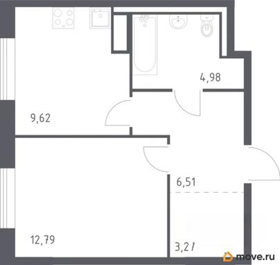 1-комн. квартира, 37.2 м&sup2;