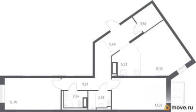 2-комн. квартира, 72.2 м&sup2;
