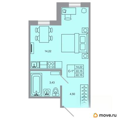 студия, 22.15 м&sup2;
