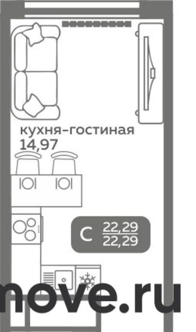 студия, 22.29 м&sup2;
