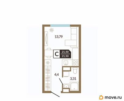 студия, 21.5 м&sup2;