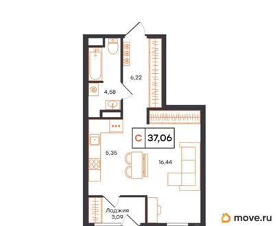 студия, 37.06 м&sup2;