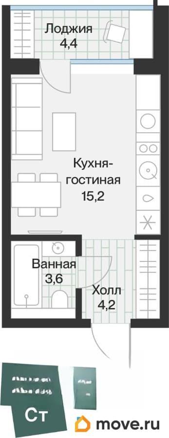 студия, 25.19 м&sup2;