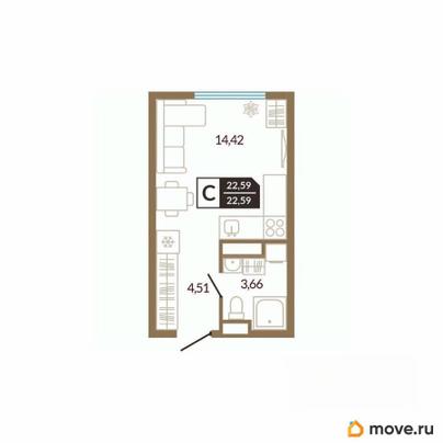 студия, 22.59 м&sup2;