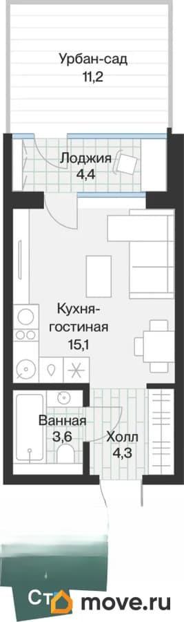 студия, 25.2 м&sup2;