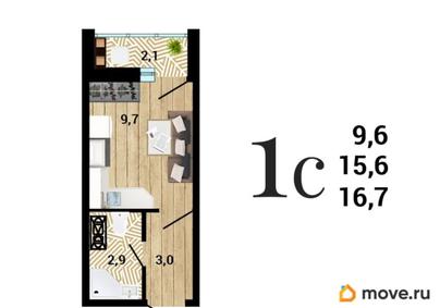 студия, 16.72 м&sup2;