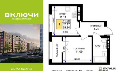 1-комн. квартира, 36.1 м&sup2;