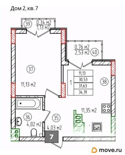 1-комн. квартира, 34.19 м&sup2;