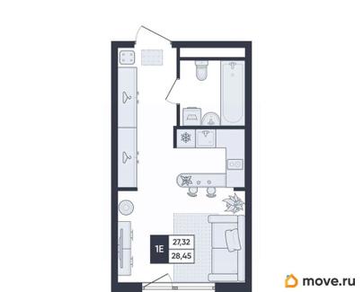 студия, 28.5 м&sup2;