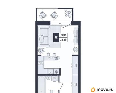 студия, 28.4 м&sup2;
