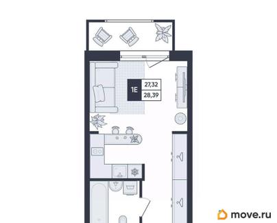 студия, 28.4 м&sup2;