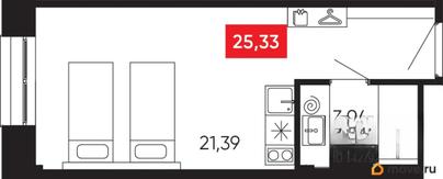 студия, 25.33 м&sup2;