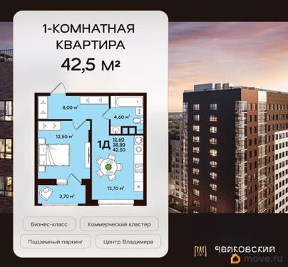 1-комн. квартира, 42.5 м&sup2;