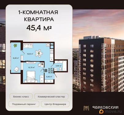 1-комн. квартира, 45.4 м&sup2;