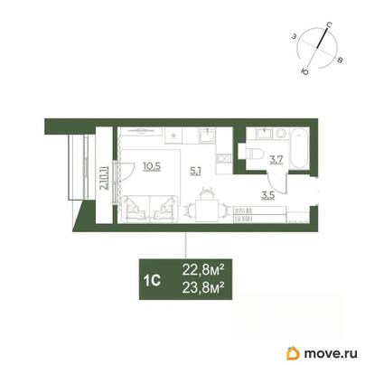 студия, 23.8 м&sup2;
