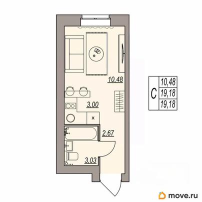 студия, 19.18 м&sup2;