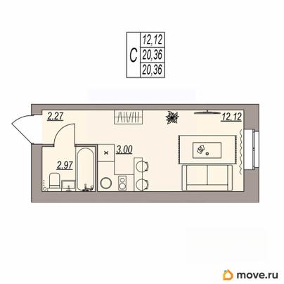 студия, 20.36 м&sup2;