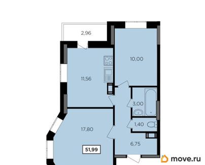 2-комн. квартира, 51.99 м&sup2;