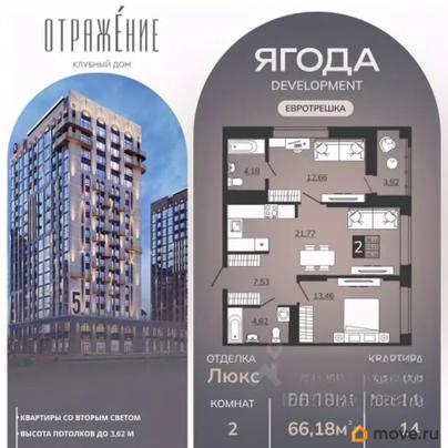 2-комн. квартира, 66.18 м&sup2;