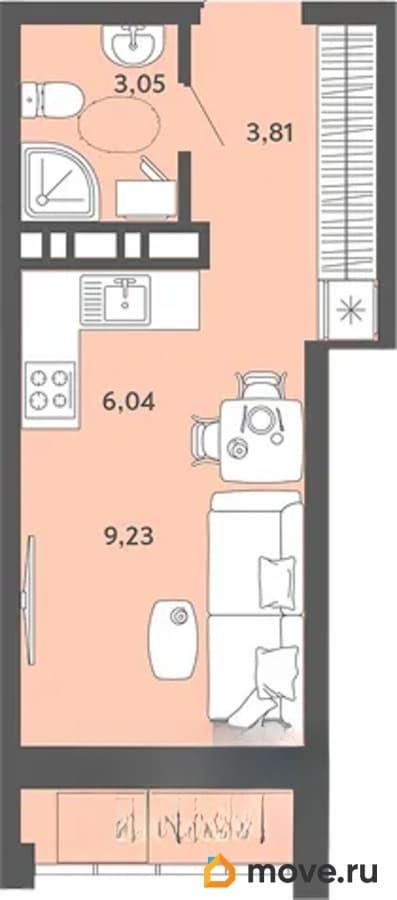 студия, 23.45 м&sup2;