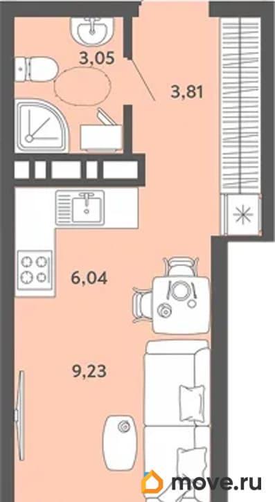 студия, 23.45 м&sup2;