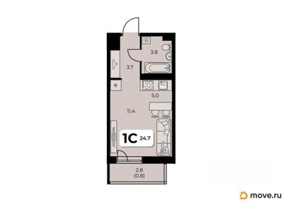студия, 24.7 м&sup2;
