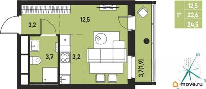 студия, 24.5 м&sup2;